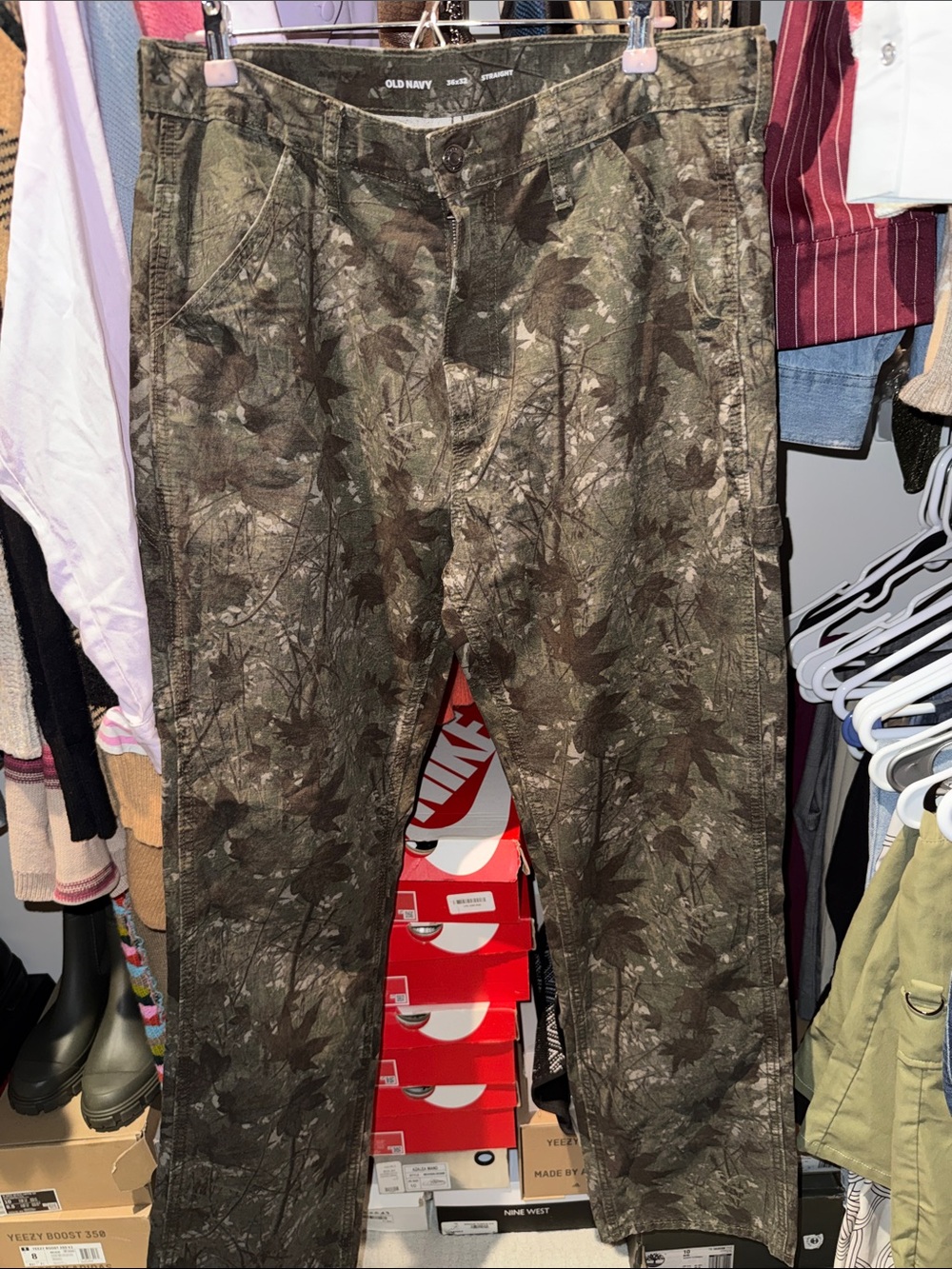 Old Navy Men's Camo Utility Pants in Olive and Dark Brown